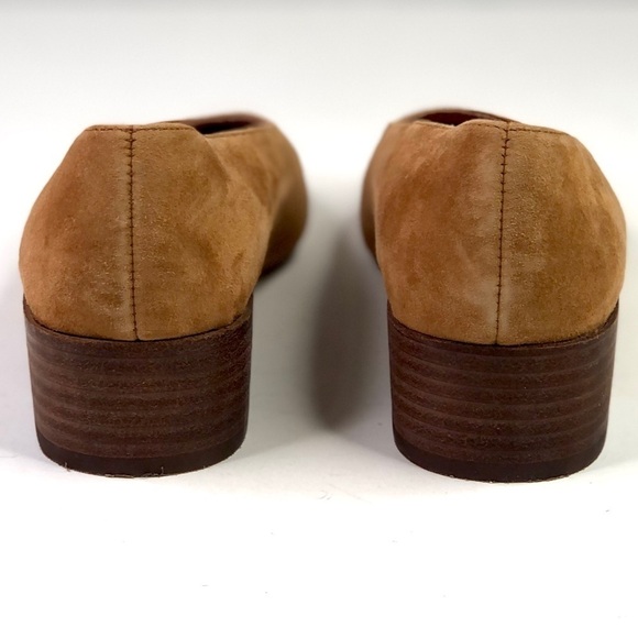 Madewell The Sophie pump tan camel suede stacked heel squared toe classic 8 - Picture 3 of 10